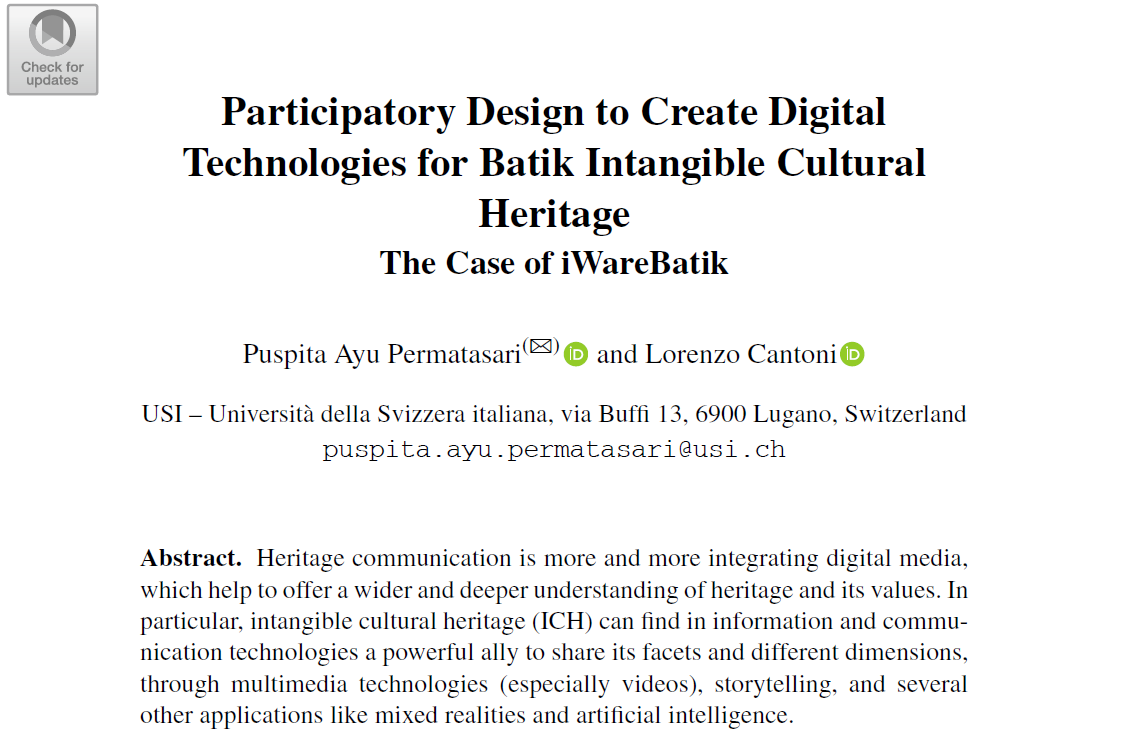 Publikasi Riset Terbaru dalam Desain Teknologi Partisipatif iWareBatik di Konferensi HCI, Washington DC